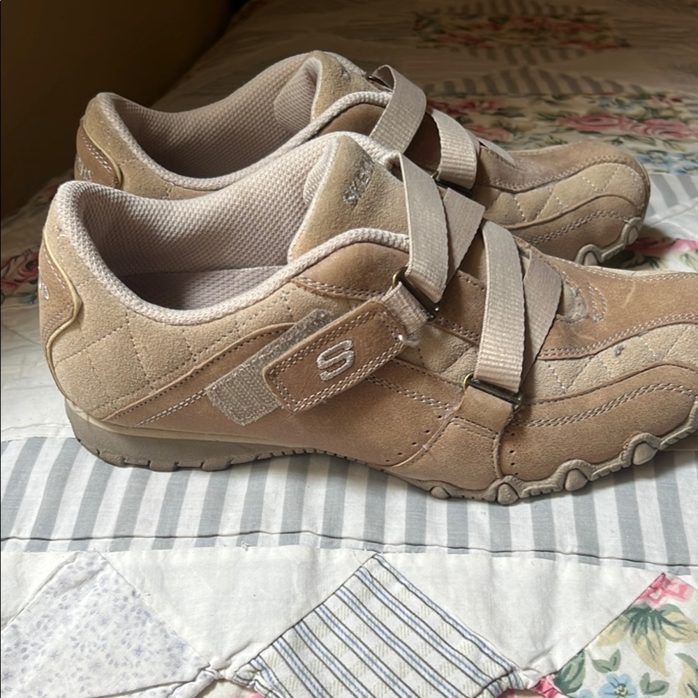 Skechers Tan Suede Strap Sneakers - Picture 4 of 8